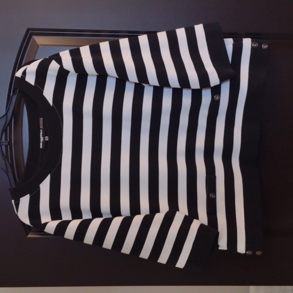Karl Lagerfeld Black Stripe Cotton Top